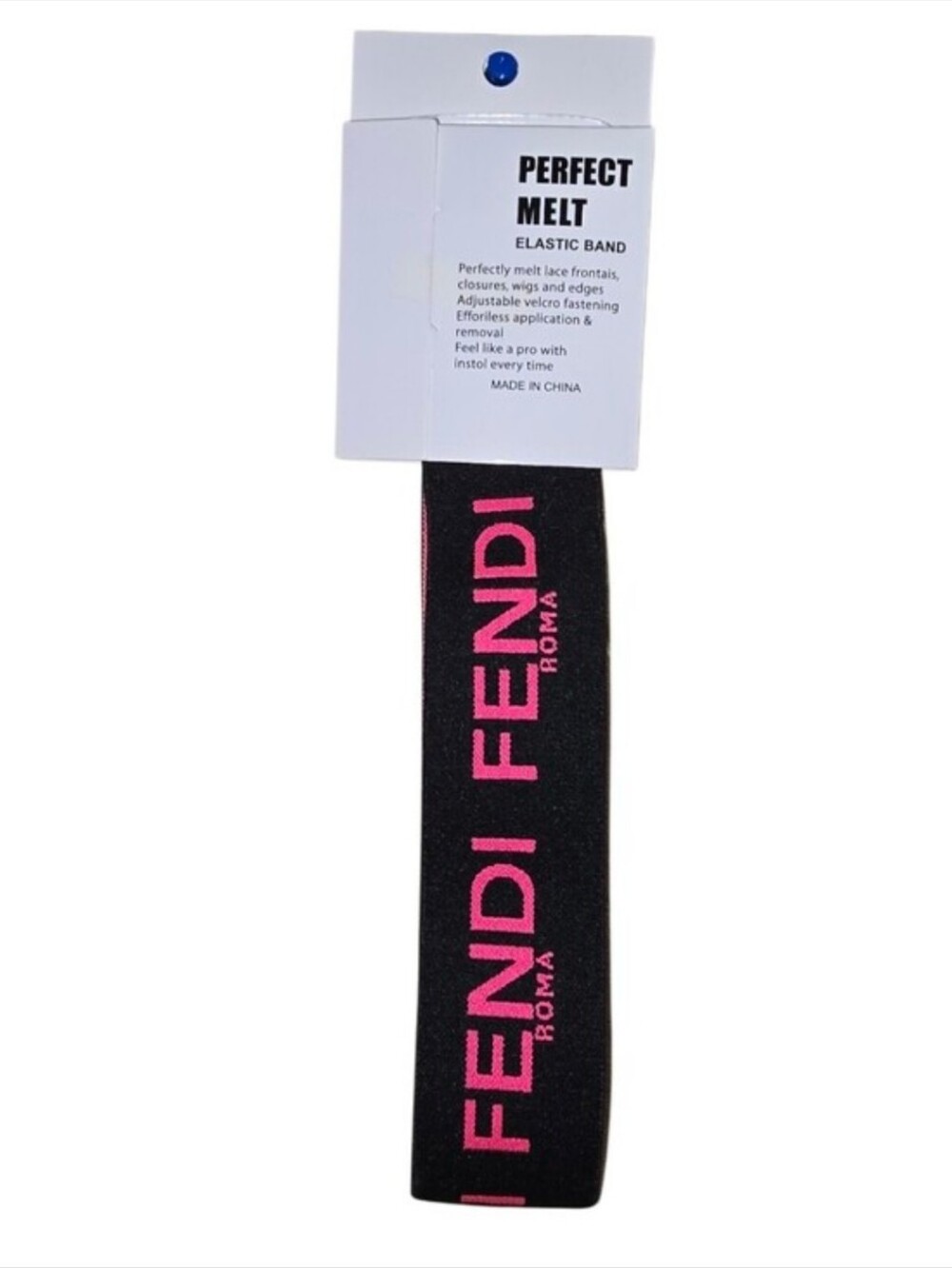 Black and Hot Pink Elastic Logo Hairband - Picture 3 of 3